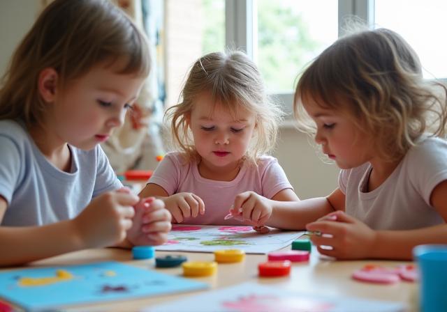 Children engaged in a play-based French learning activity